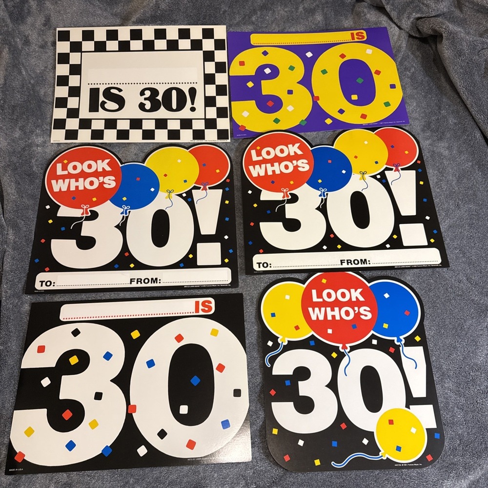 Vintage 30th Birthday Die-Cuts Lot 6 Cardboard Wall Lawn Signs Frances Meyer